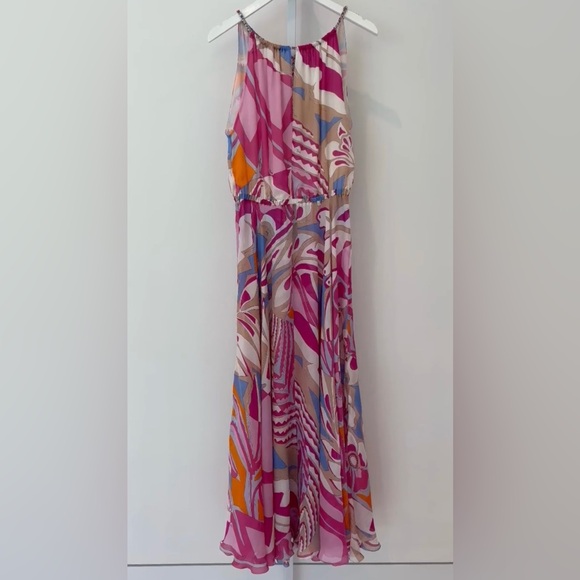 EMILIO PUCCI PINK MULTI MAXI SILK DRESS SIZE IT 40 / US 6 - Picture 6 of 17